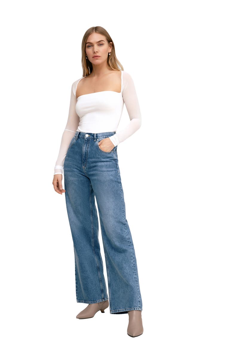 Marcella Lucia Jersey & Mesh Top, Alternate, color, Off White