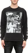 PURPLE BRAND Texture Graphic Long Sleeve T-Shirt