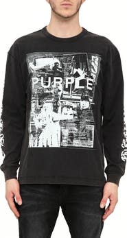 PURPLE BRAND Texture Graphic Long Sleeve T-Shirt