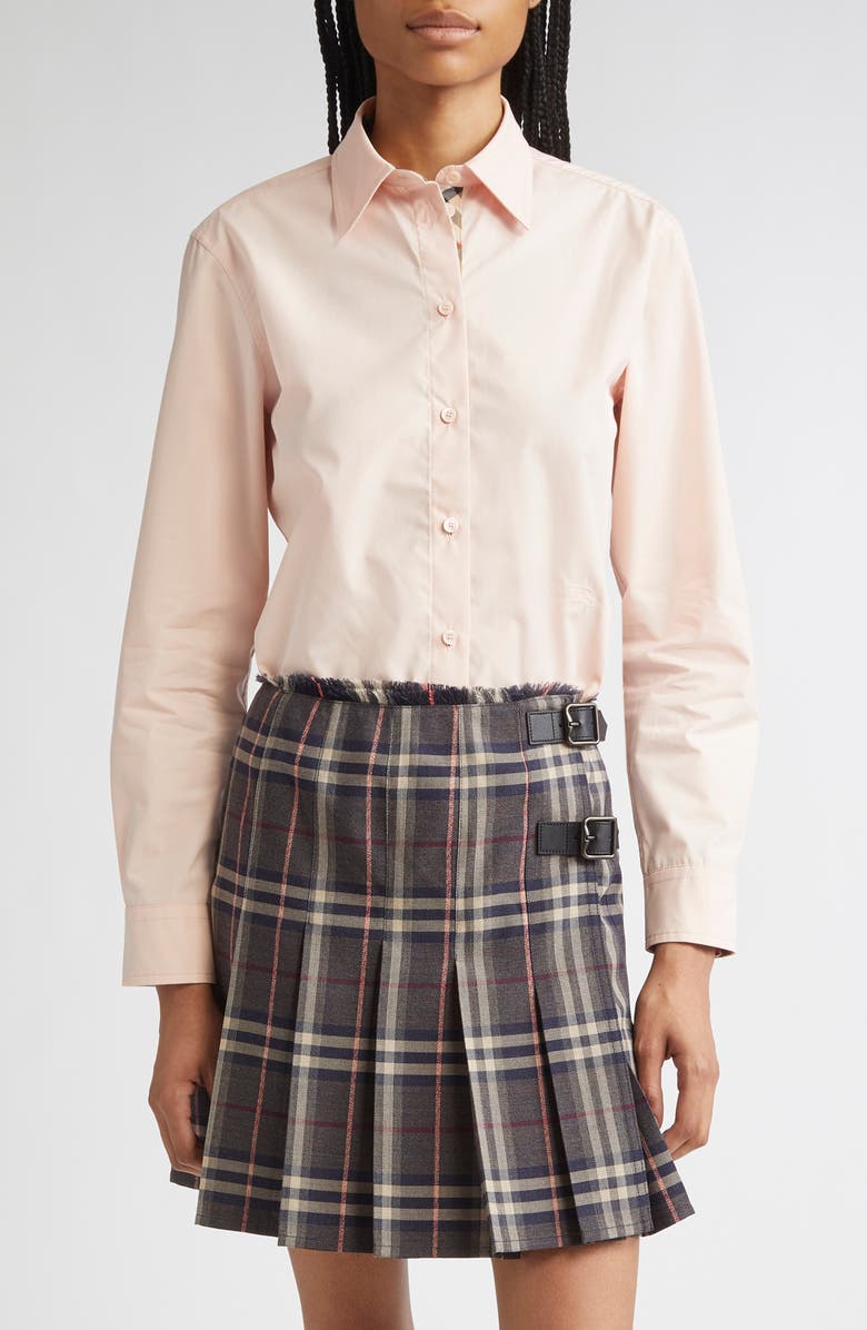 Burberry EKD Embroidered Cotton Poplin Shirt, Main, color, 