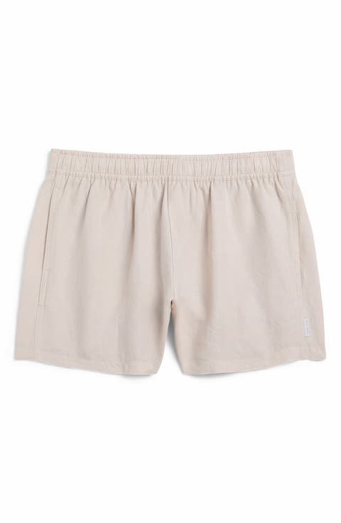 Linen Blend Drawstring Shorts