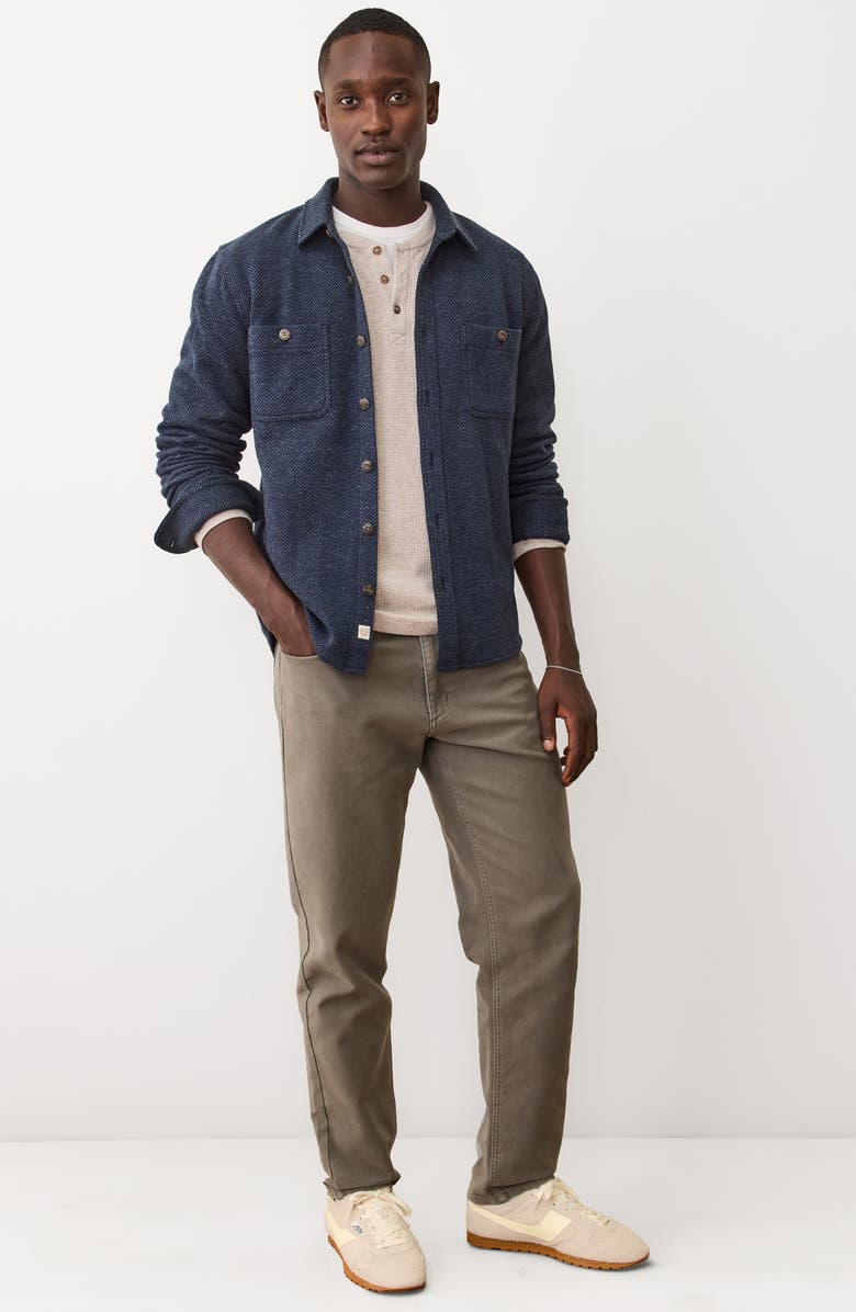 Marine Layer Pacifica Herringbone Stretch Twill Overshirt, Alternate, color, Navy Herringbone