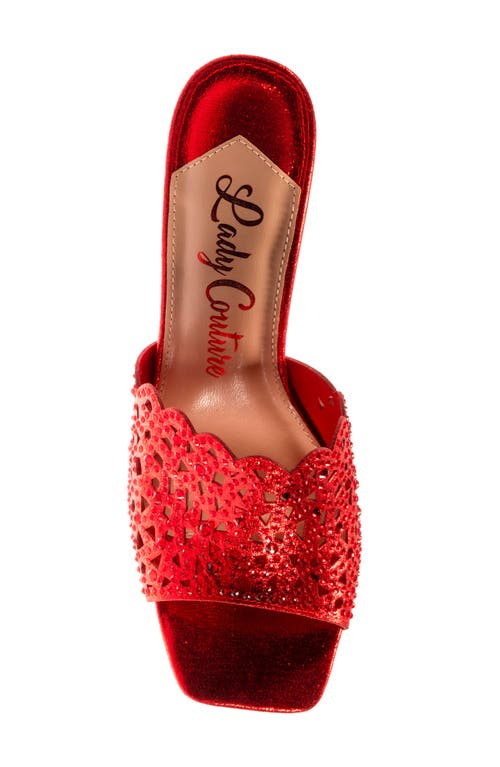 Lady Couture Rhinestone Laser Cut Sandal In Red