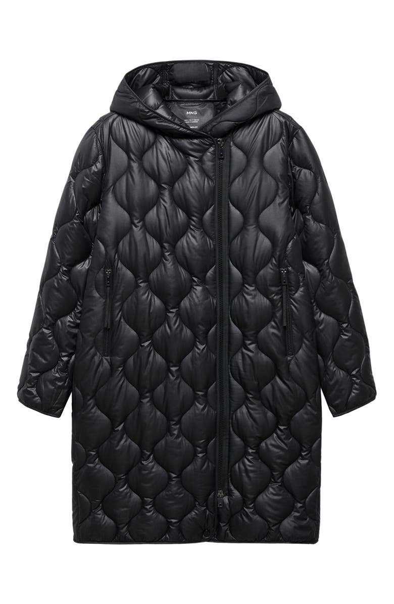 MANGO Oversize Hooded Water Repellent Quilted Coat, Alternate, color, 