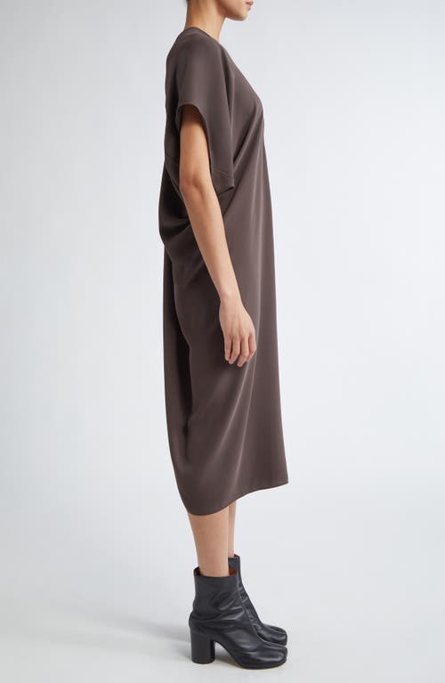 Mm6 Maison Margiela Brown Crepe Draped Midi Dress In Brown
