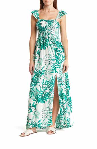 BOHO ME Smocked Off-the-Shoulder Maxi Swim Cover-Up