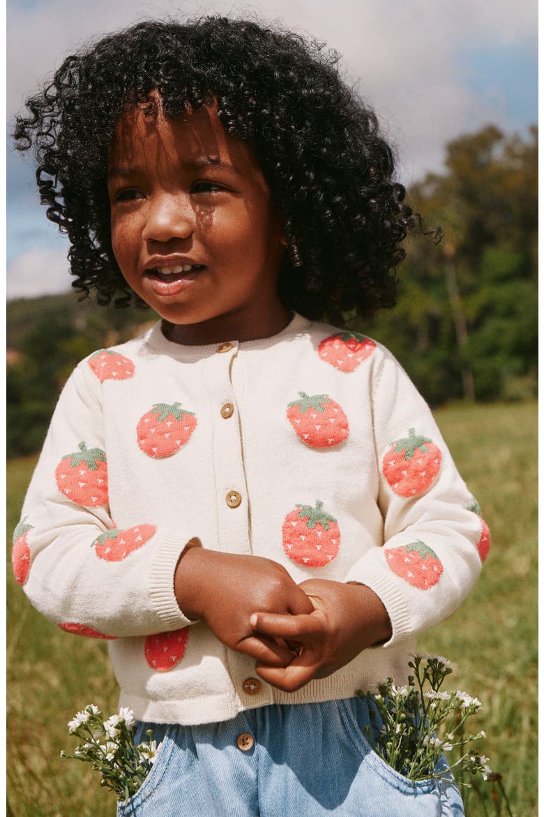 Kids' Strawberry Cardigan, Alternate, color, NEUTRAL
