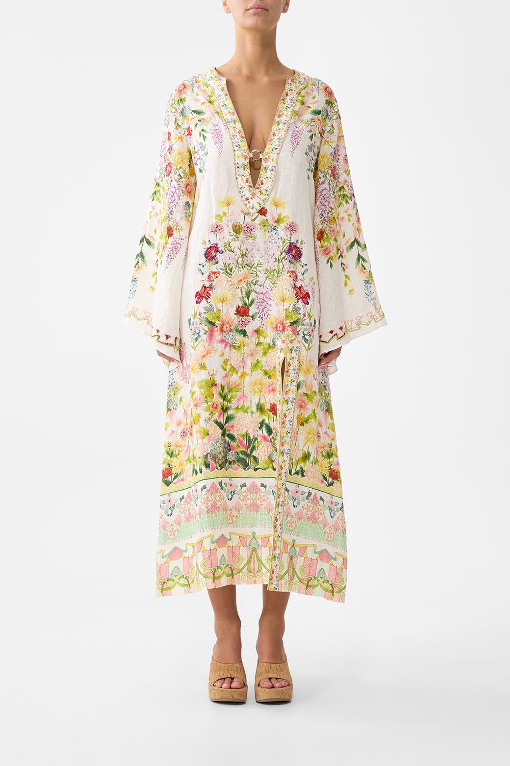 Deep V Neck Hardware Kaftan