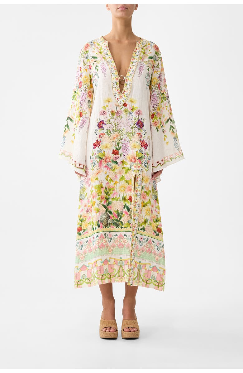 Camilla Deep V Neck Hardware Kaftan, Main, color, The Call Of Catalonia