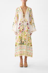 Camilla Deep V Neck Hardware Kaftan
