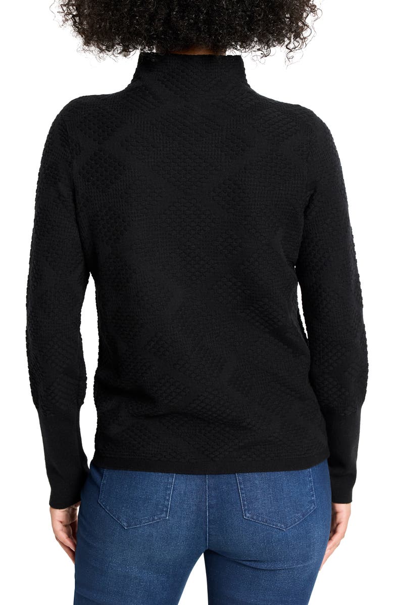 NIC+ZOE Diamond Stitch Funnel Neck Sweater, Alternate, color, Black Onyx