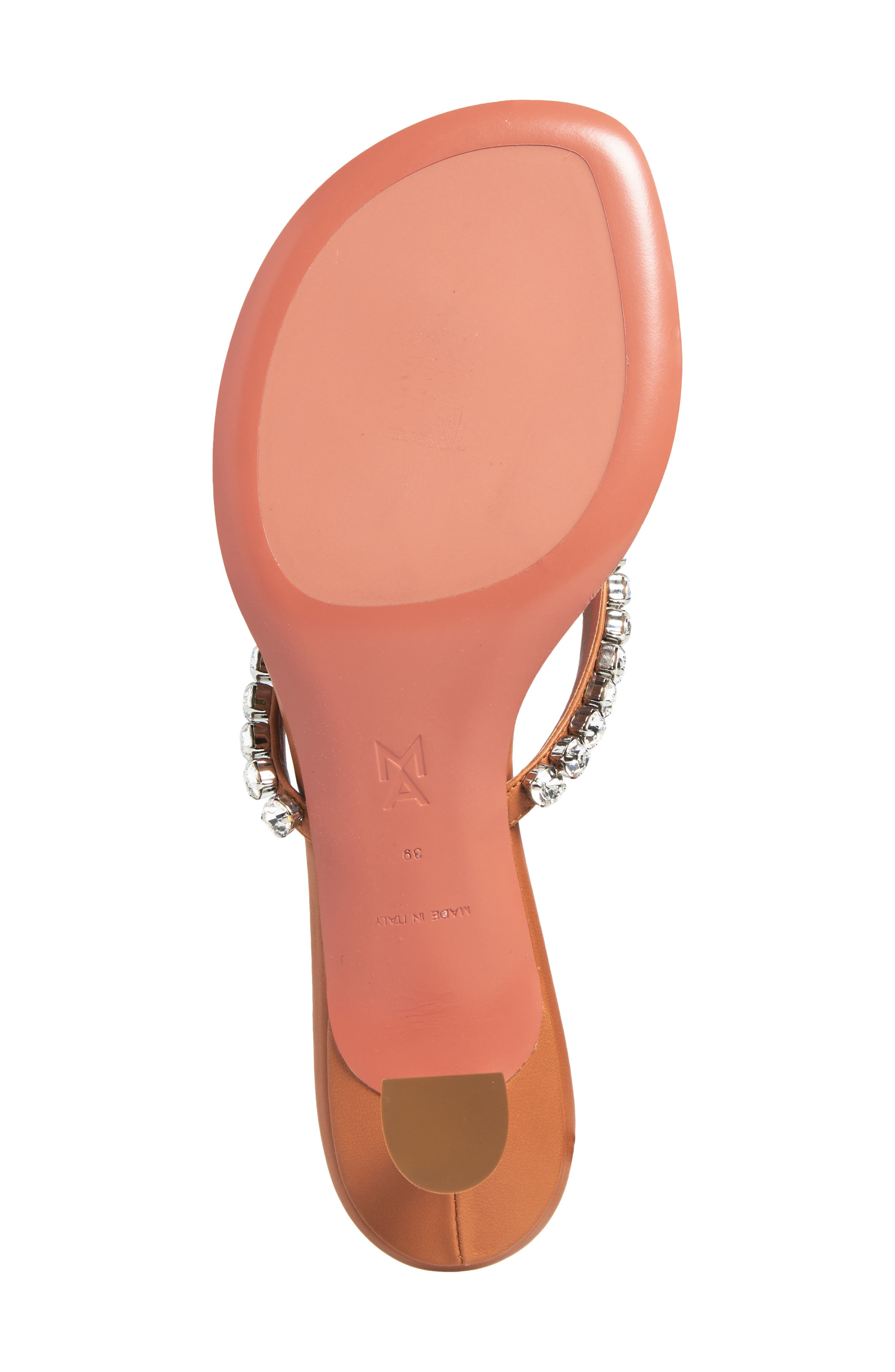 Amina Muaddi Gigi CrystalStrap Kitten Heel Sandal, Alternate, color, Nappa Latte/ White Crystals