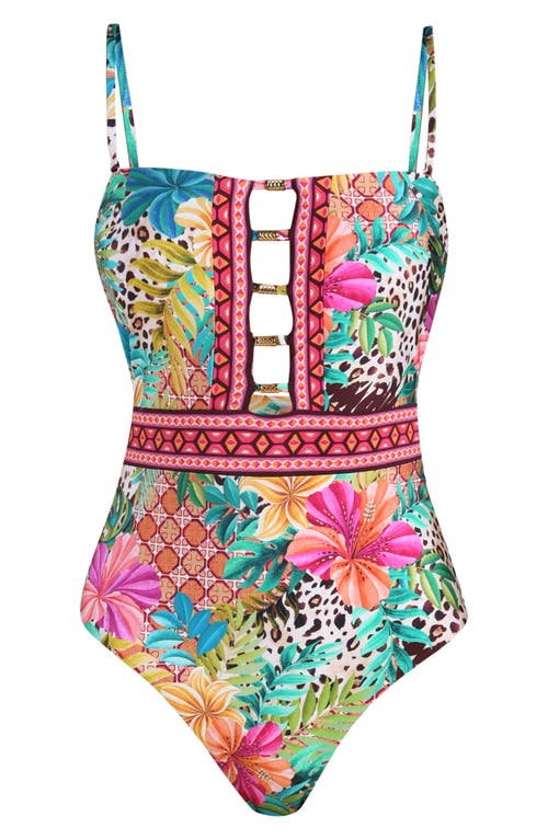 Sunshine 79 Paradise Heat Jewel Cutout One-piece Swimsuit In Multi