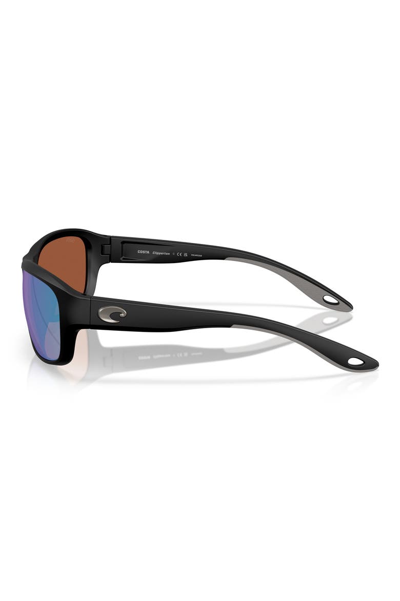 Clipperton 58mm Polarized Rectangular Sunglasses, Alternate, color, MATTE BLACK/ GREEN MIRROR 580G