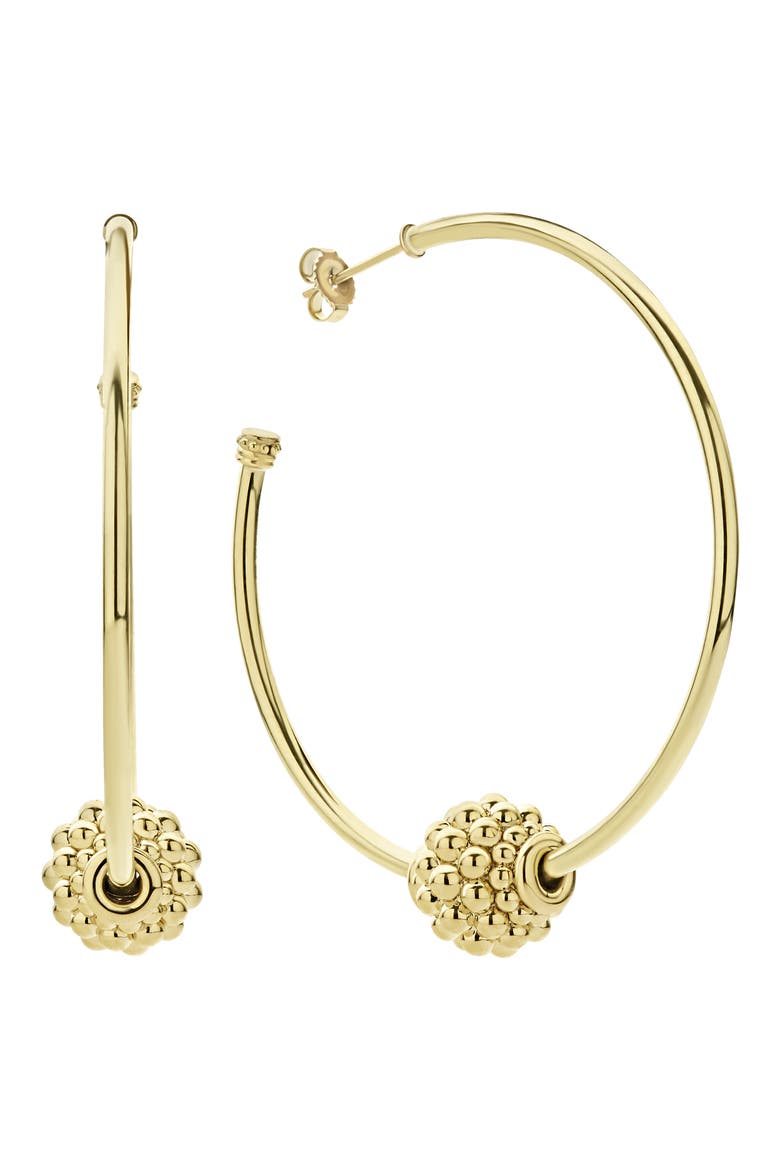 Caviar Gold Medium Hoop Earrings, Main, color, GOLD