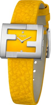 Fendimania Diamond Leather Strap Watch, 24mm x 20mm