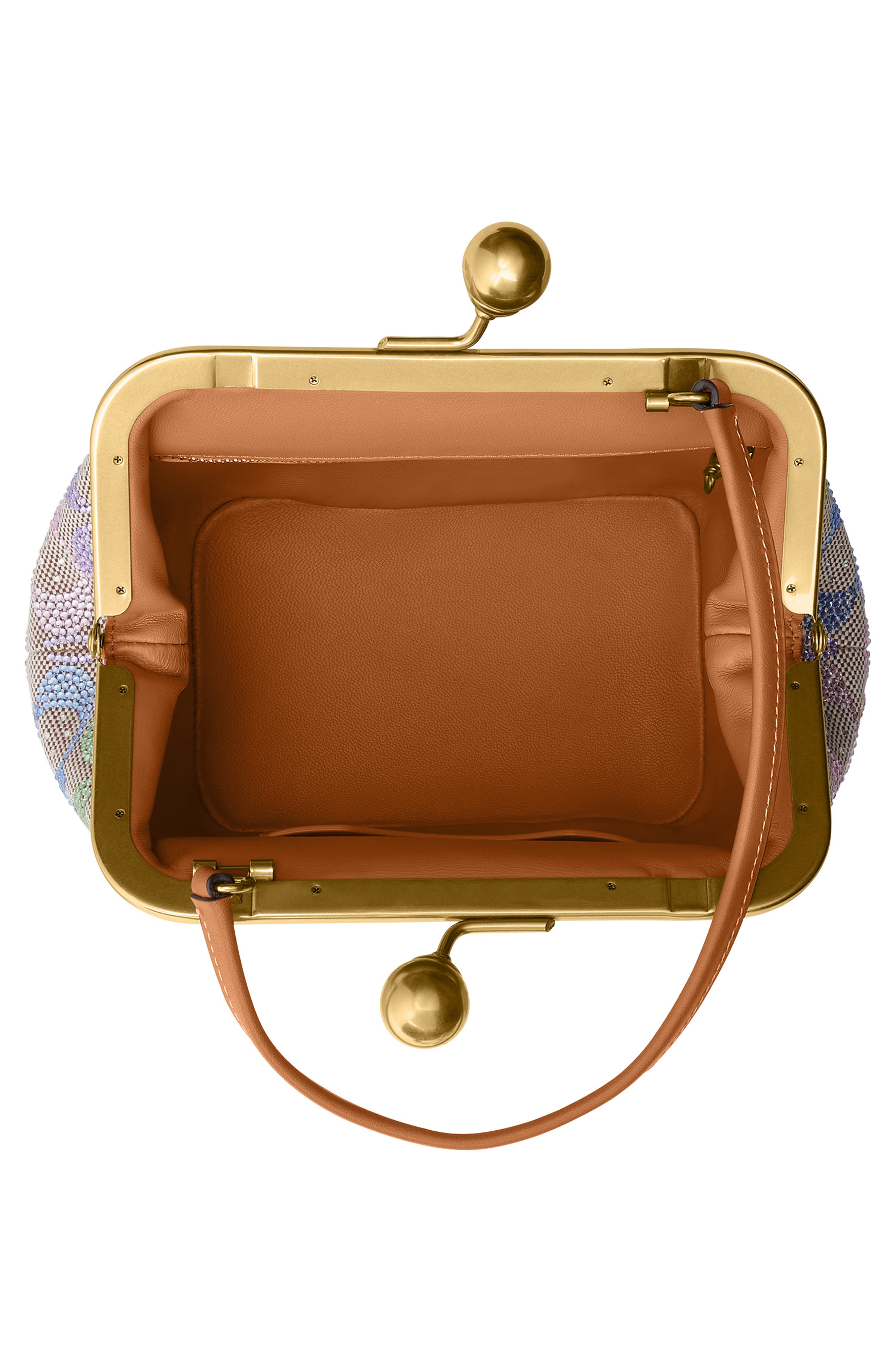 COACH Signature Crystal Jacquard & Leather Kisslock Frame Bag, Alternate, color, 