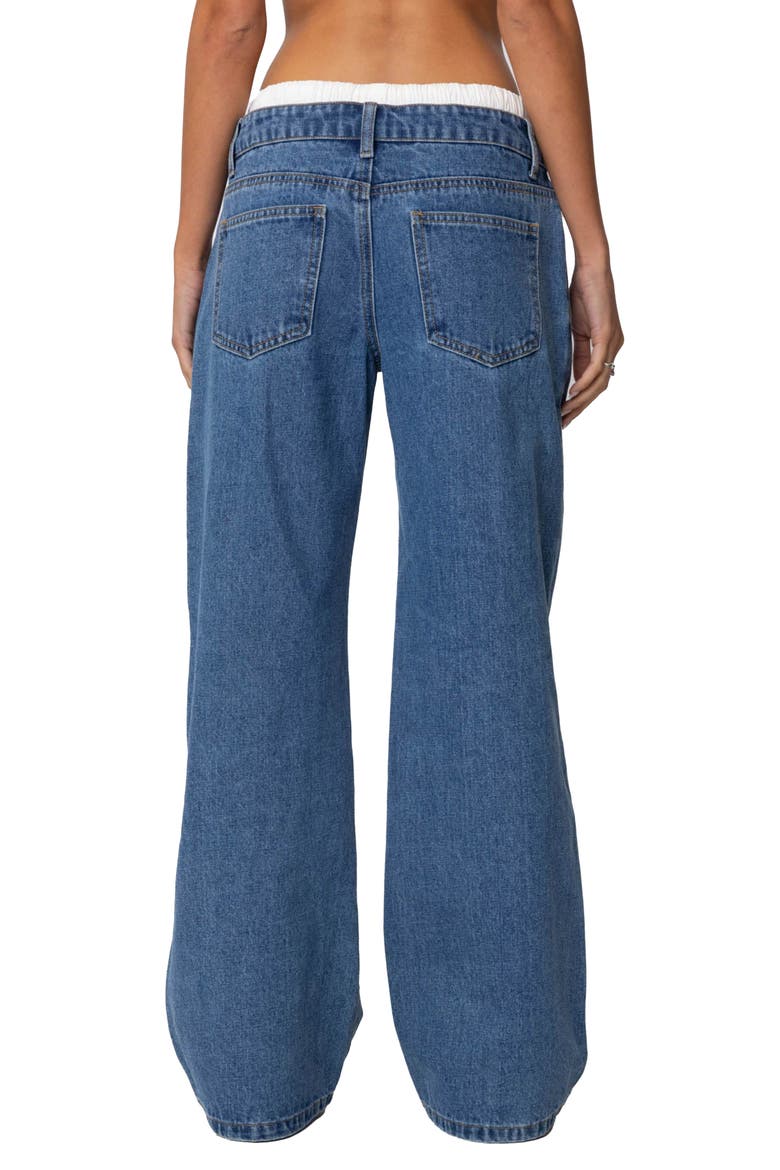 Drawstring Boxer Detail Nonstretch Wide Leg Jeans, Alternate, color, BLUE