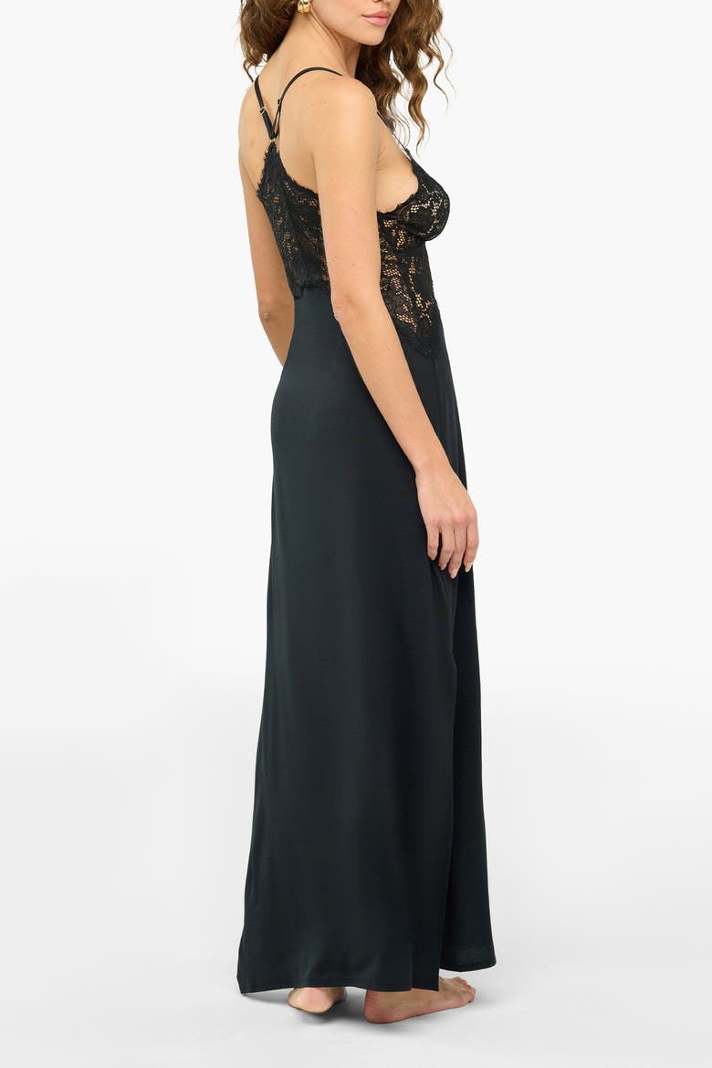 Preta Maxi Italian Nightie, Alternate, color, Black