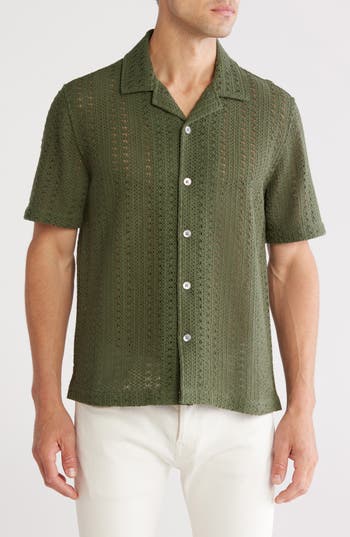 Truth Open Knit Button-up Cuban Shirt