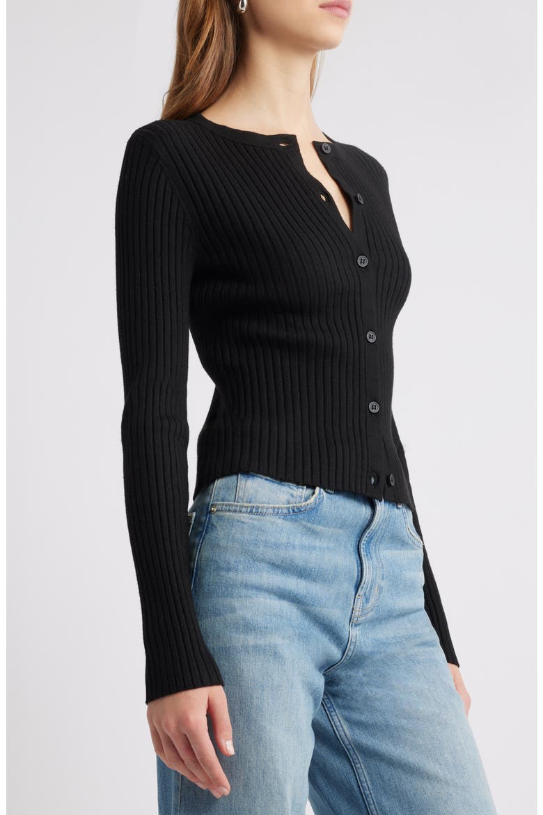 Rib Cardigan, Alternate, color, BLACK