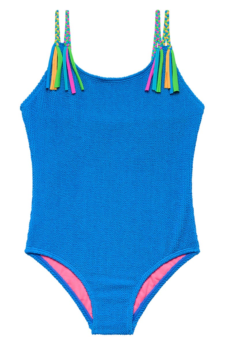 Beach Lingo Kids' Braided Fringe One-Piece Swimsuit, Main, color, 