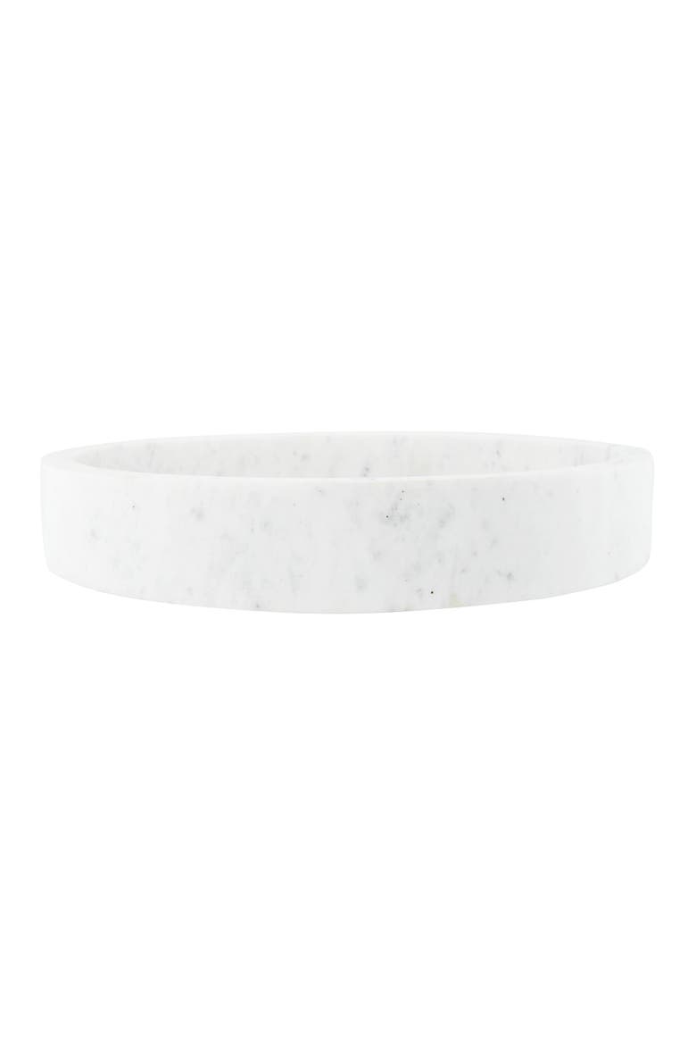 Minimalist Round Carved Marble Tray or Charcuterie Board, White, Alternate, color, White