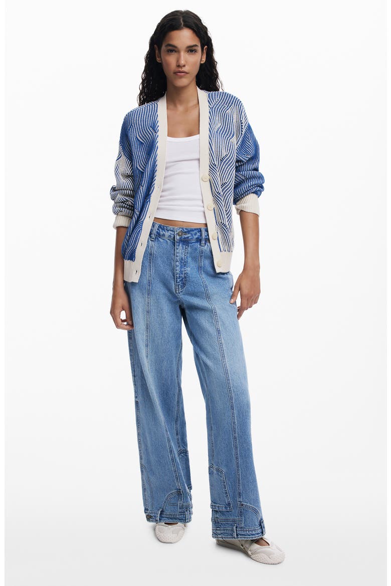 Mixed Stripe Cardigan, Alternate, color, BLUE