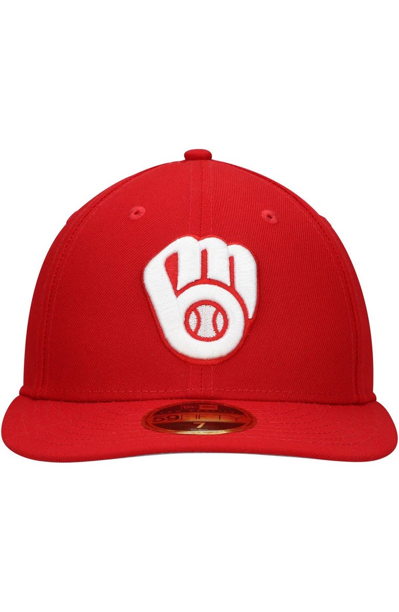 New Era Men's New Era Scarlet Milwaukee Brewers Low Profile 59FIFTY Fitted Hat, Alternate, color, Scarlet