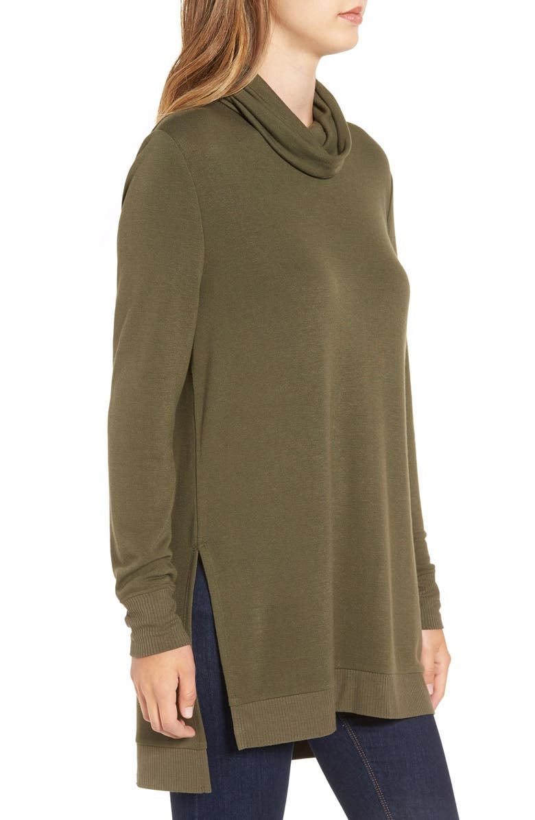Madison & Berkeley Side Slit Turtleneck Tunic, Alternate, color, 