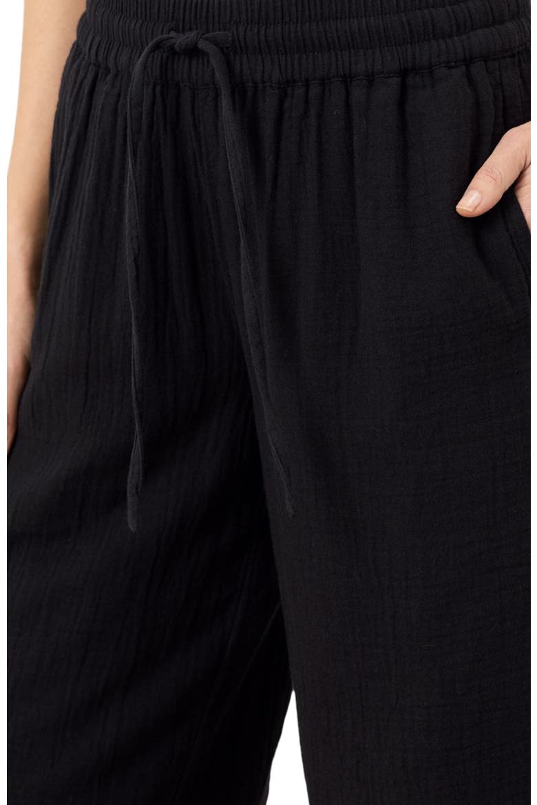 Organic Cotton Coastal Double Gauze Pants, Alternate, color, Jet Black