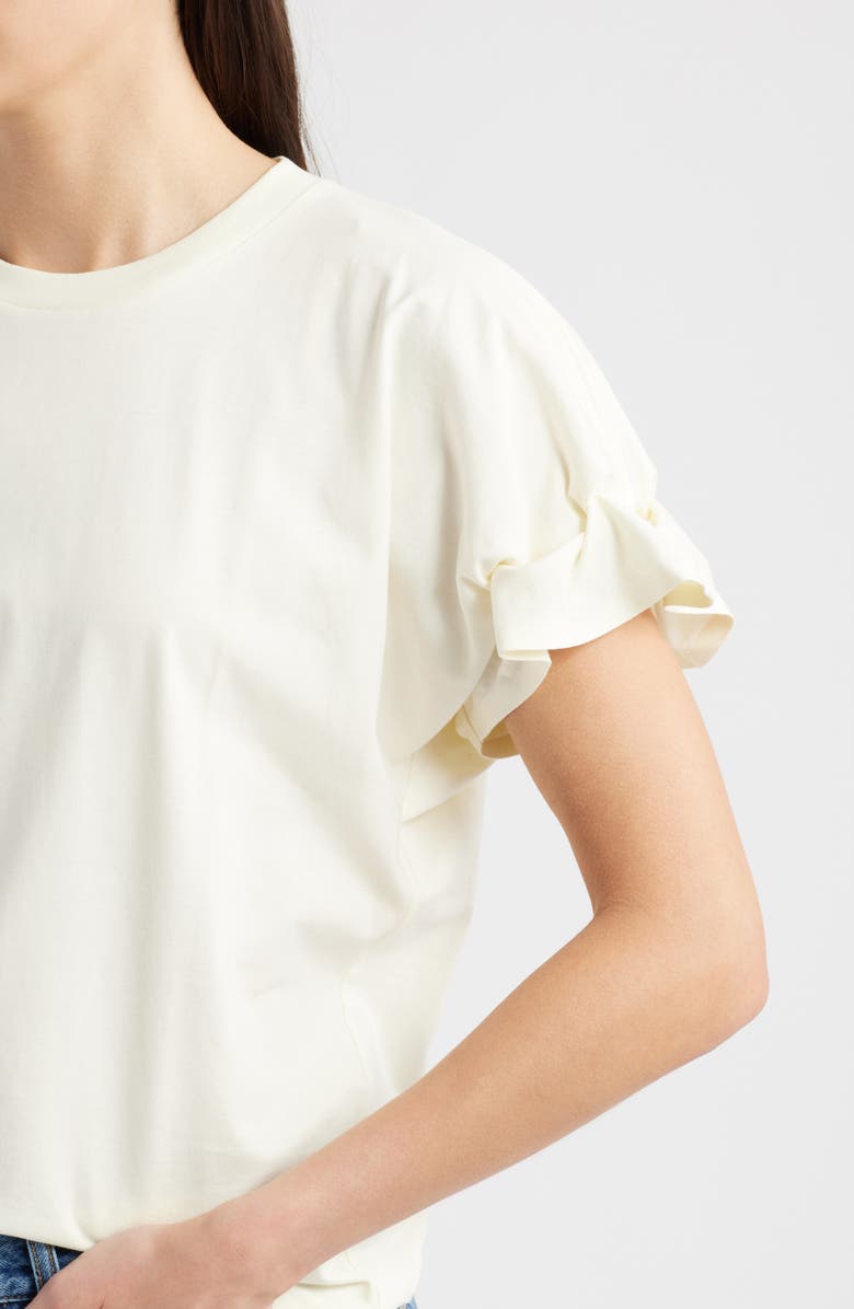 COS Gathered Sleeve Cotton T-Shirt, Alternate, color, 