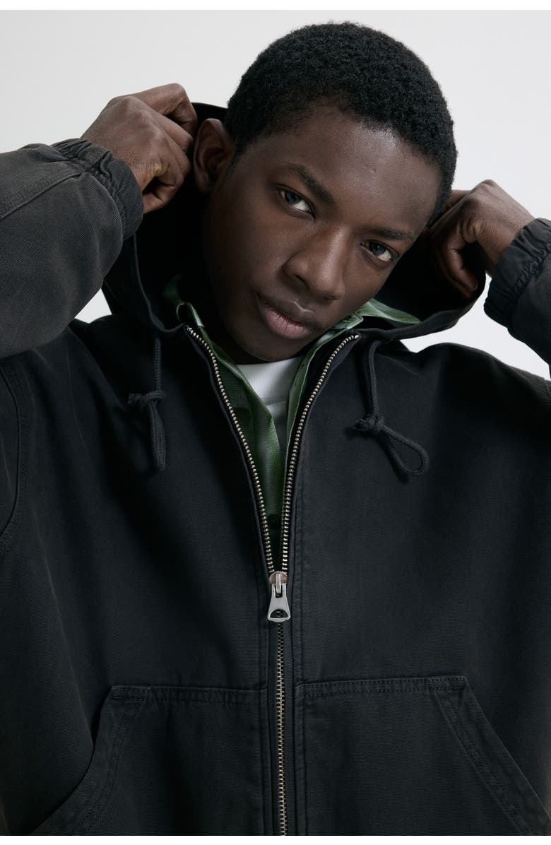 H&M Hooded Workwear Jacket, Alternate, color, Dark Gray