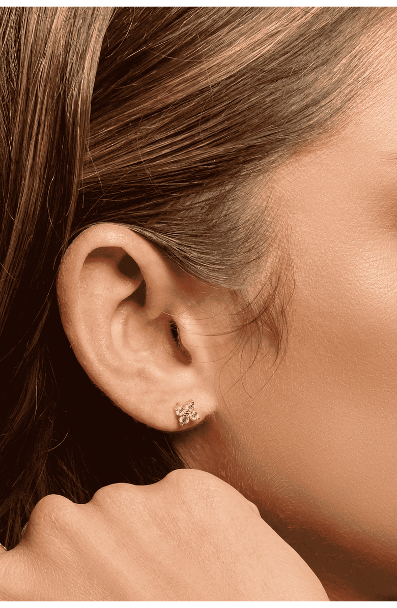 Electric Picks Bella Dainty Clover Studs, Alternate, color, Gold