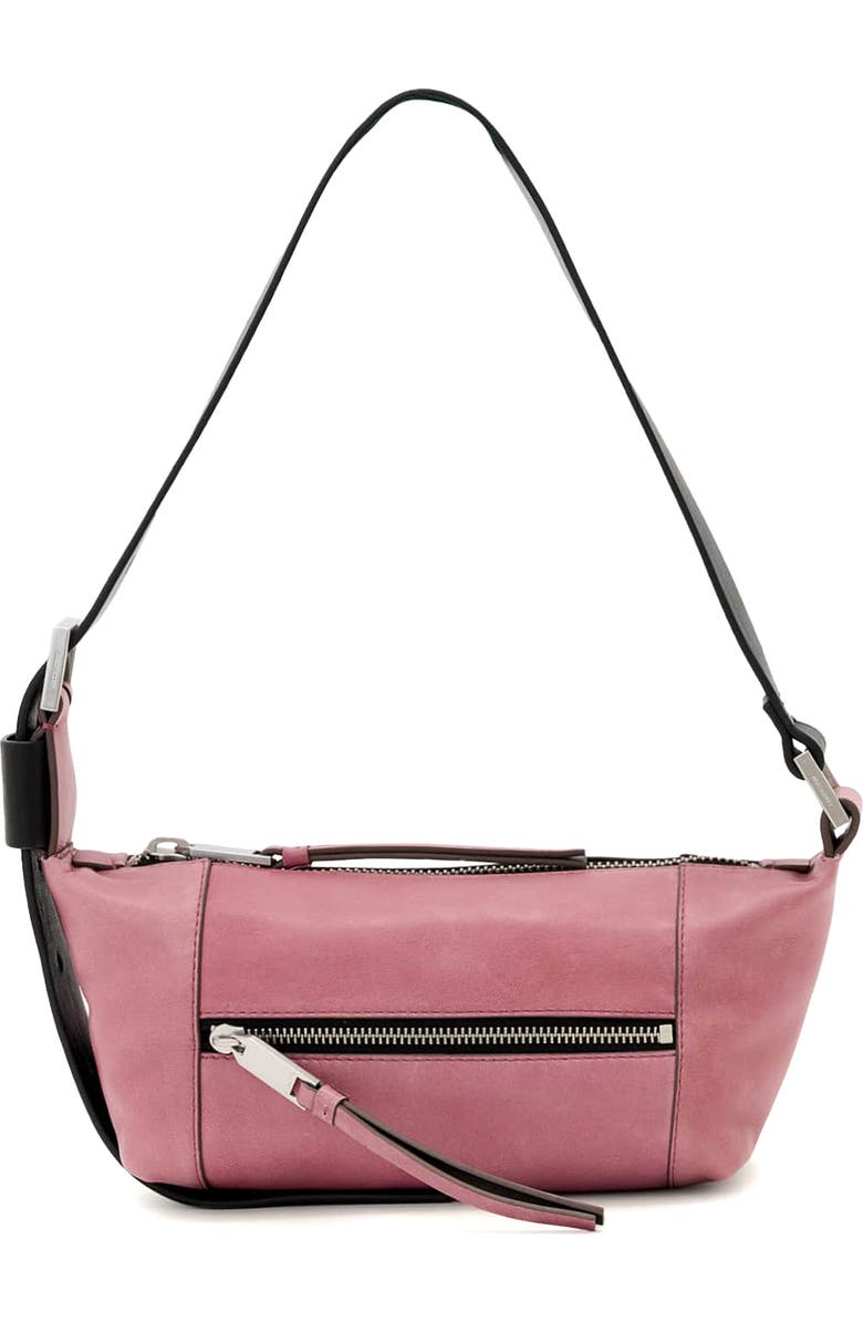 AllSaints Mini Vega Leather Shoulder Bag, Main, color, Raspberry Pink