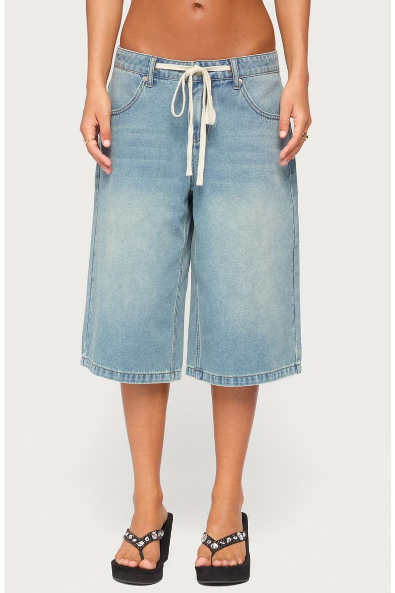 Jaci Drawstring Bermuda Shorts, Main, color, BLUE-WASHED
