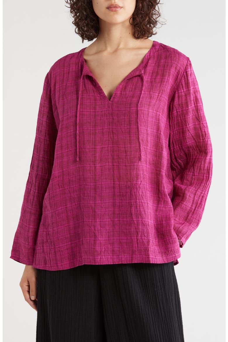 Round Neck Organic Linen Top, Main, color, SANGRIA