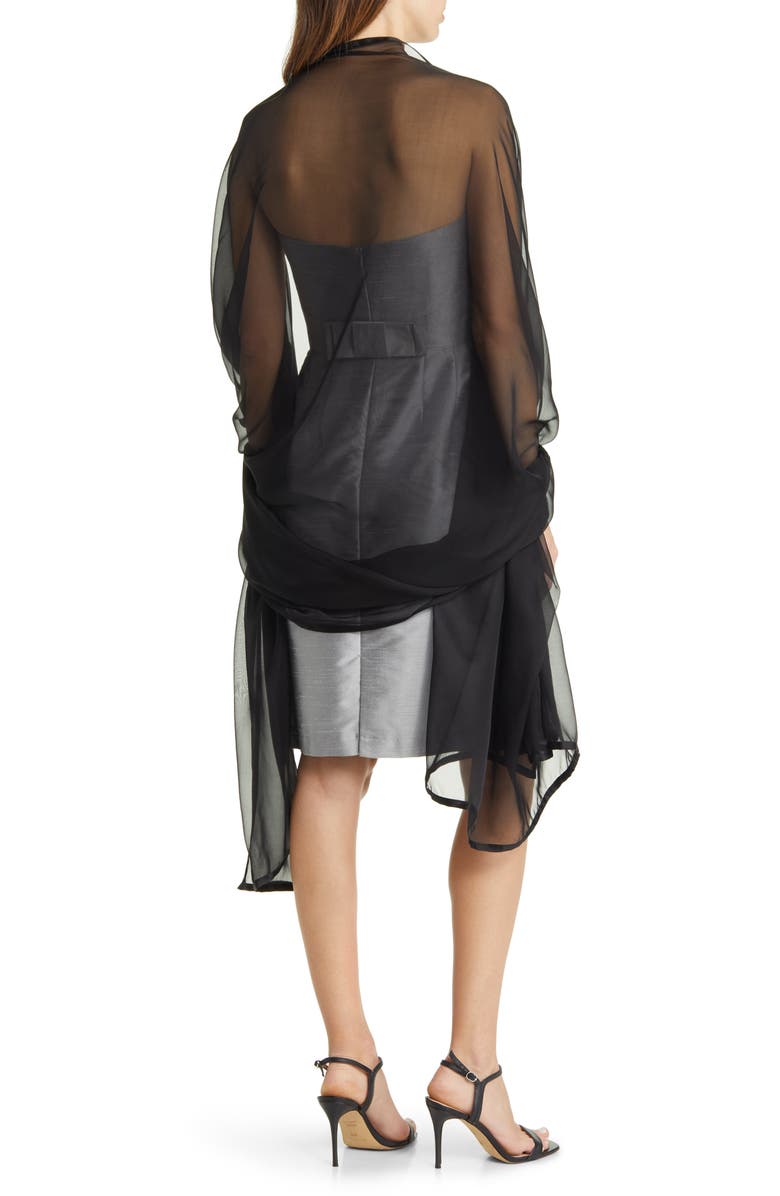 Nordstrom Satin Border Silk Chiffon Scarf, Alternate, color, Black