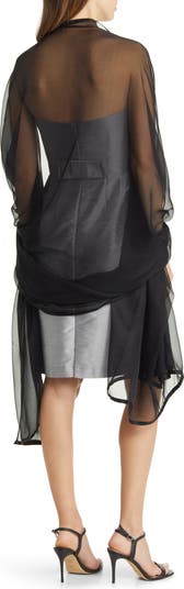Satin Border Silk Chiffon Scarf