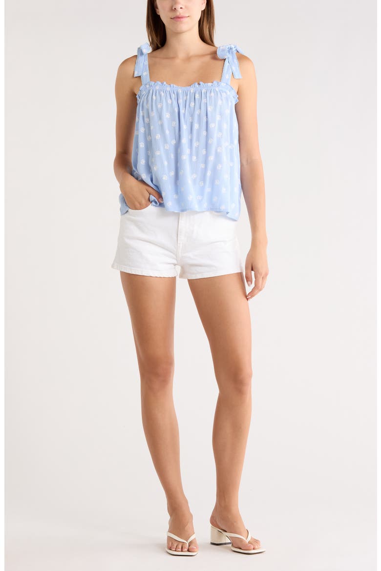 Shoulder Tie Boho Cami, Main, color, BLUE WHITE CLIP FLORAL