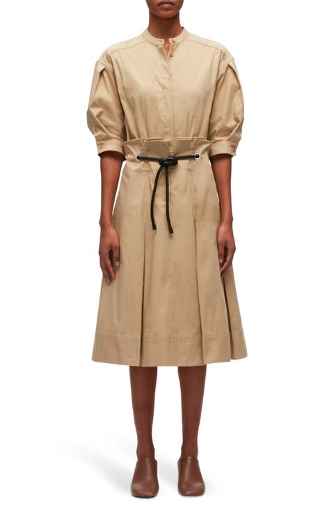 Band Collar Origami Shirt Dress