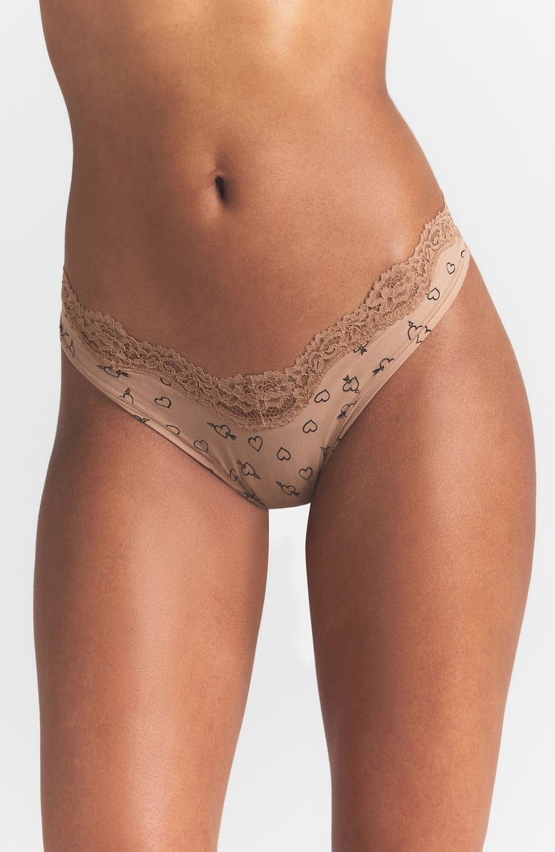 SKIMS 5-Pack Fits Everybody Lace Dipped Thong, Alternate, color, Onyx And Sketched Hearts