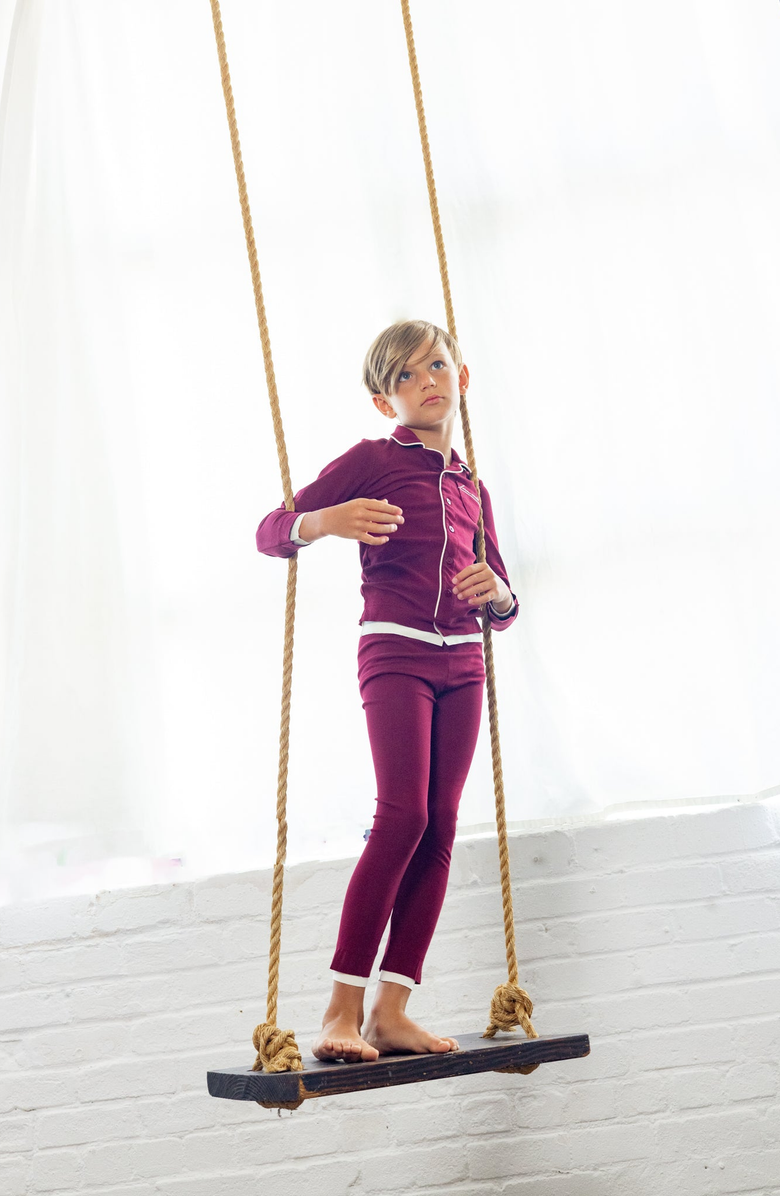 NoggiWear Layers Loungewear Set, Alternate, color, Burgundy