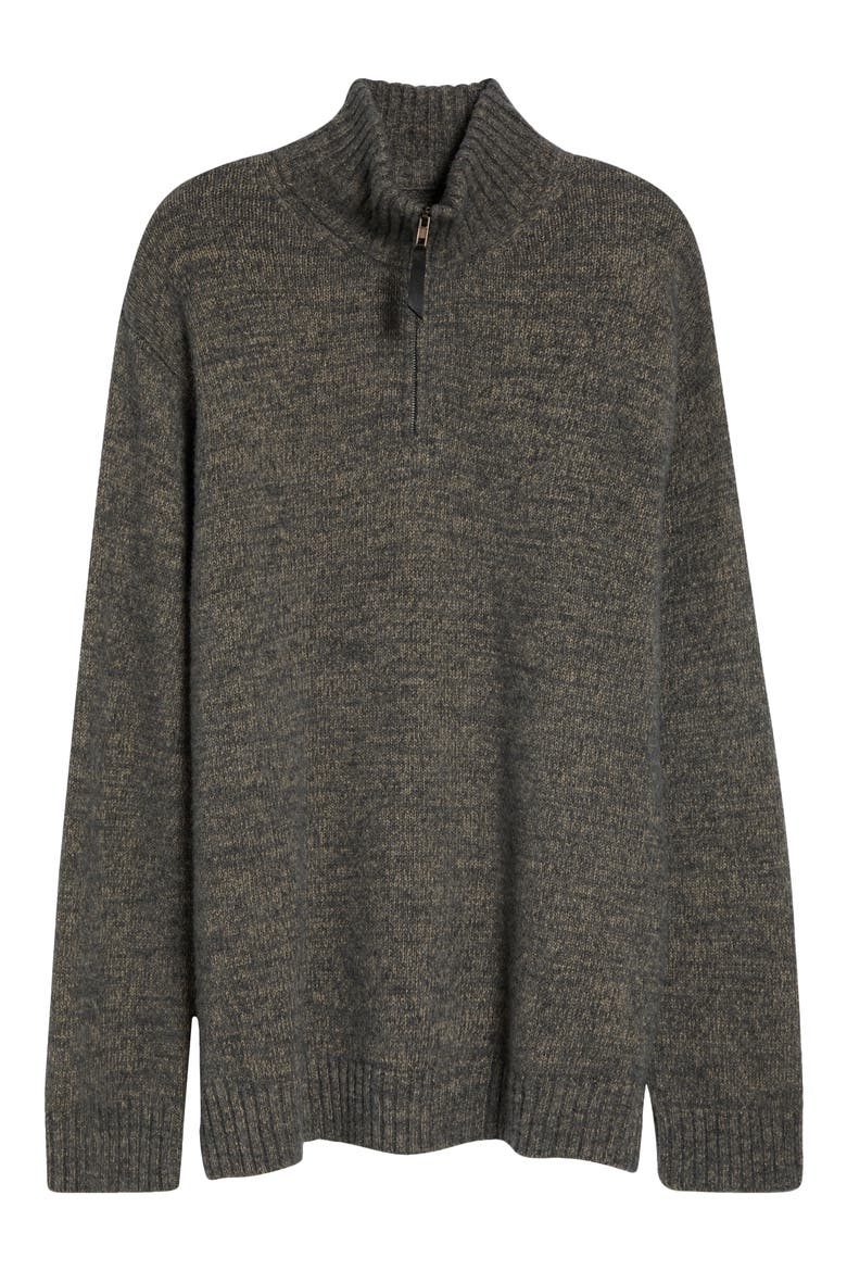 Oversize Cotton & Wool Blend Half Zip Sweater, Main, color, GREY/ CAMEL