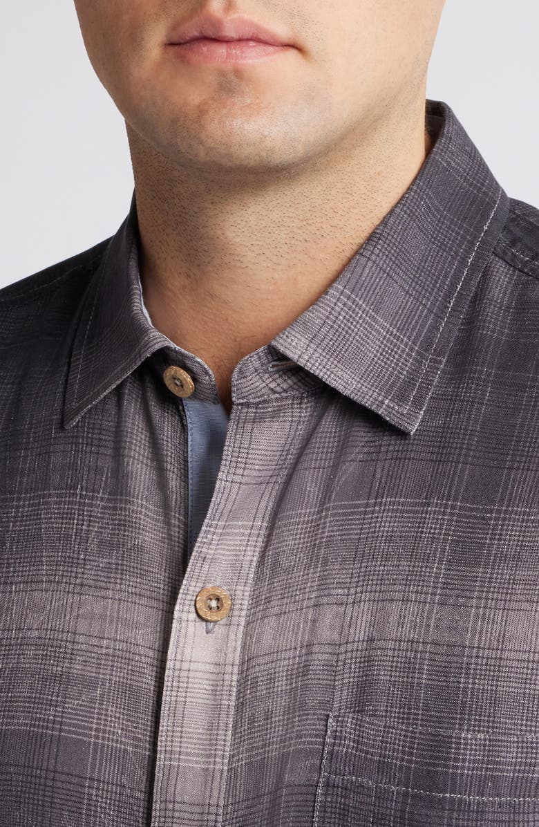 Tommy Bahama Madera Ombré Plaid Short Sleeve Silk Button-Up Shirt, Alternate, color,