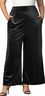 Kiyonna Stretch Velvet Wide Leg Pants