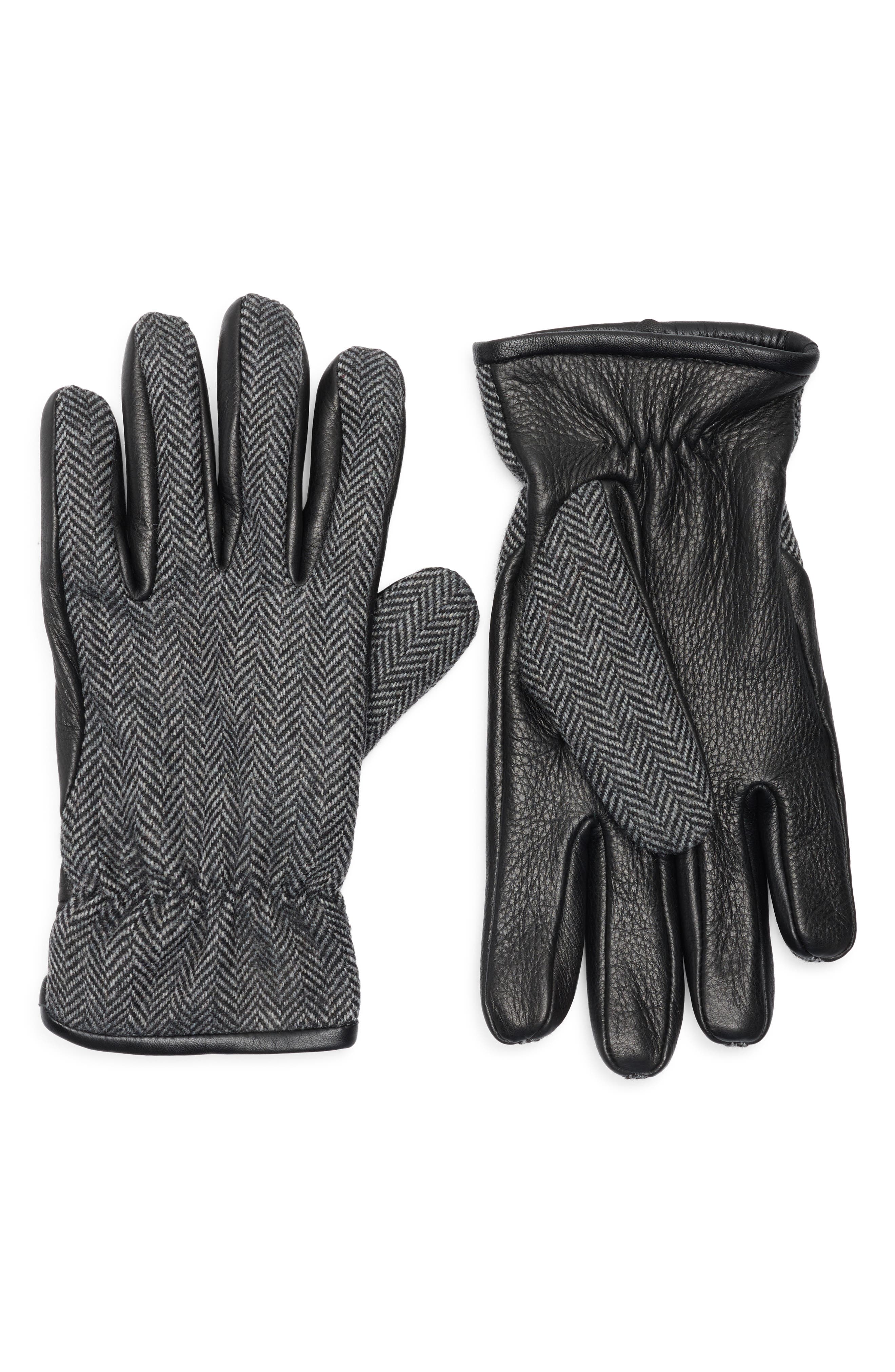 Vince Herringbone Leather Gloves