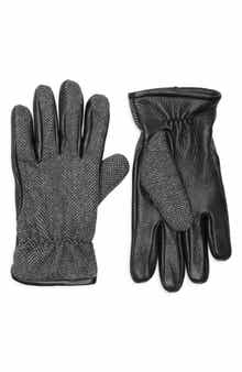 Vince Herringbone Leather Gloves