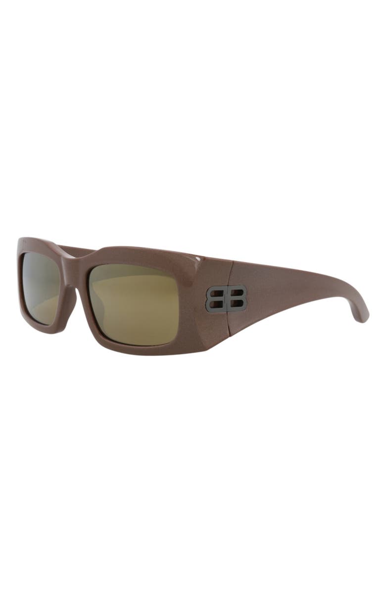 Balenciaga 58mm Rectangular Sunglasses, Alternate, color, Brown Brown Bronze