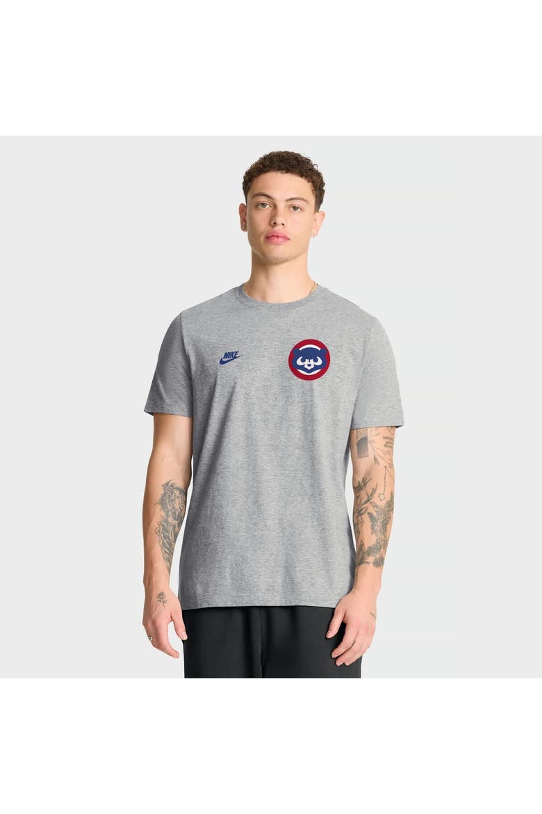Men's Nike Heather Gray Chicago Cubs Cooperstown 2-Hit T-Shirt, Main, color, Heather Gray